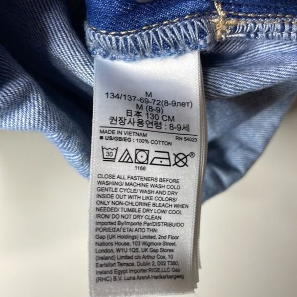 Gap Kids Girls Sz M Medium Wash Distressed Denim Overall Shortalls Washwell $50 - Picture 6 of 11